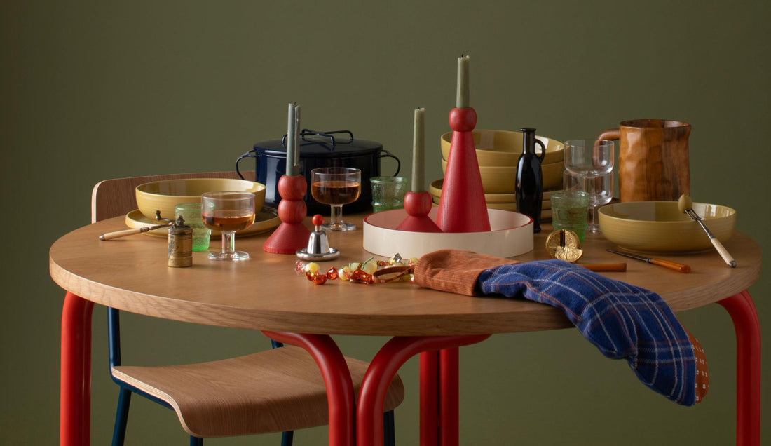 Styled dining table.