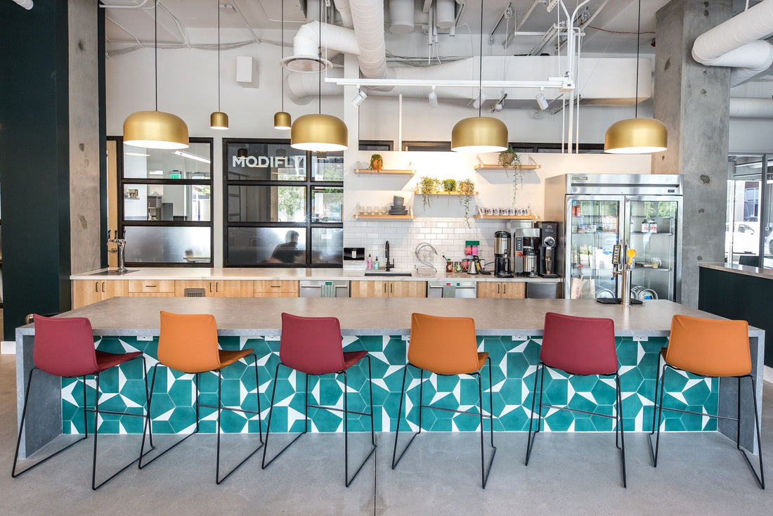 co working space with barstools