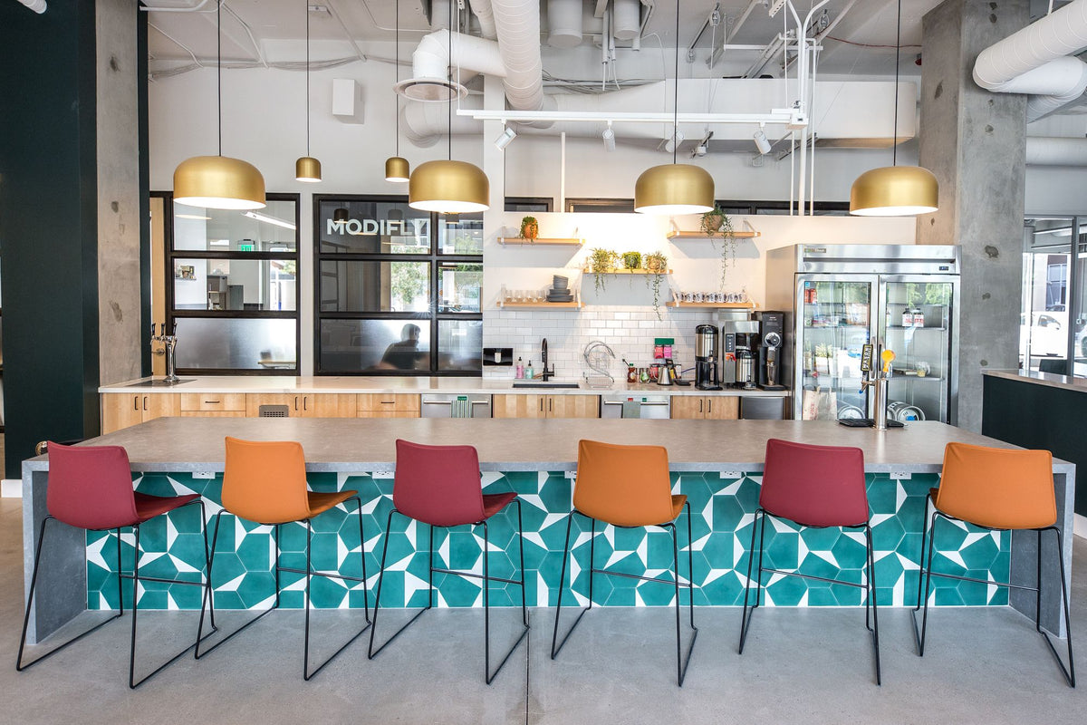 co working space with barstools