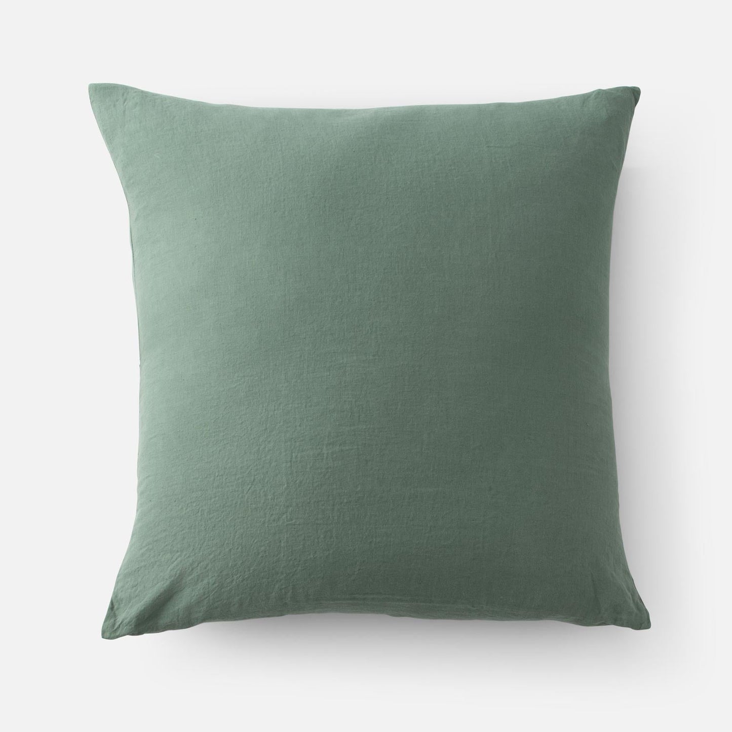Front view of Linen Pillow Sham in Laurel showing linen texture on a square sham with light gray background