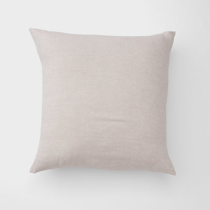 Front view of Linen Pillow Sham showcasing natural linen texture and square shape on a plain light-gray background