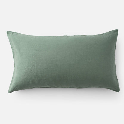 Top view of Linen Pillow Sham in Laurel (Euro) showcasing 100% textured linen on white background