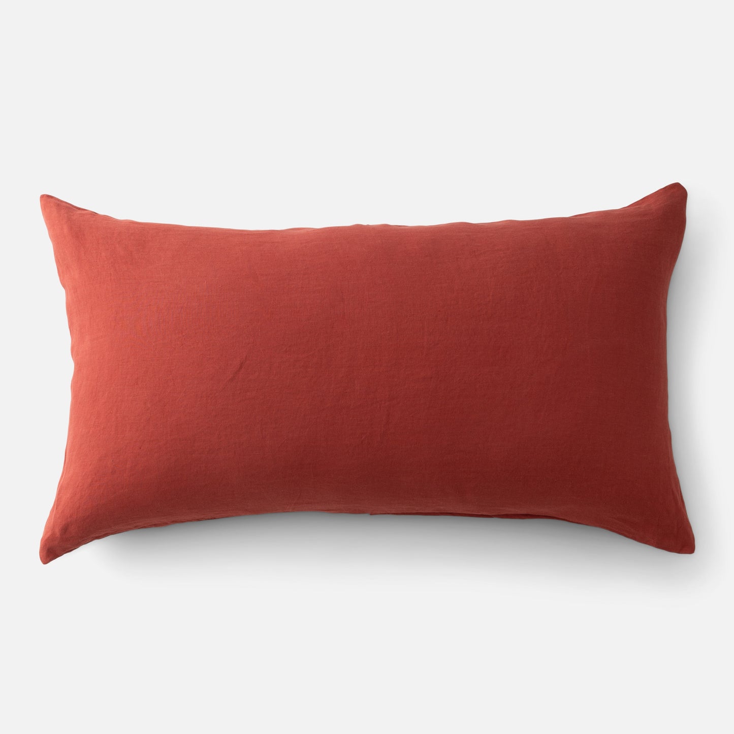 Cropped top-front view of Linen Pillow Sham showcasing its 100% linen texture on a white background