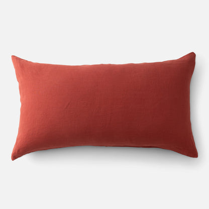 Cropped top-front view of Linen Pillow Sham showcasing its 100% linen texture on a white background