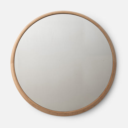 Front view of Oak Chamfered Mirror showcasing solid white oak chamfered frame on light gray background